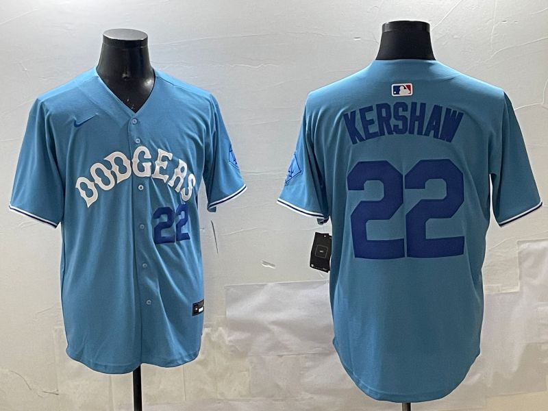 Men Los Angeles Dodgers #22 Kershaw Light Blue Joint Name 2025 Nike MLB Jersey style 23->los angeles dodgers->MLB Jersey